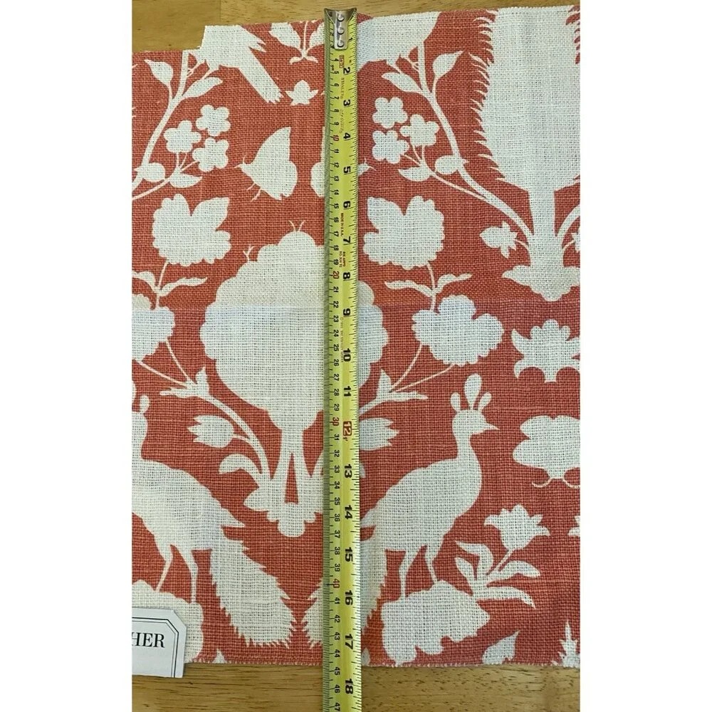 Schumacher 100% Linen Fabric Sample Coral White See Photos For Measurements READ